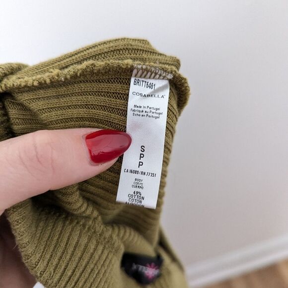 Cosabella Aloe chartruese green Britt ribbed cotton crop top flare pants set - Picture 8 of 10